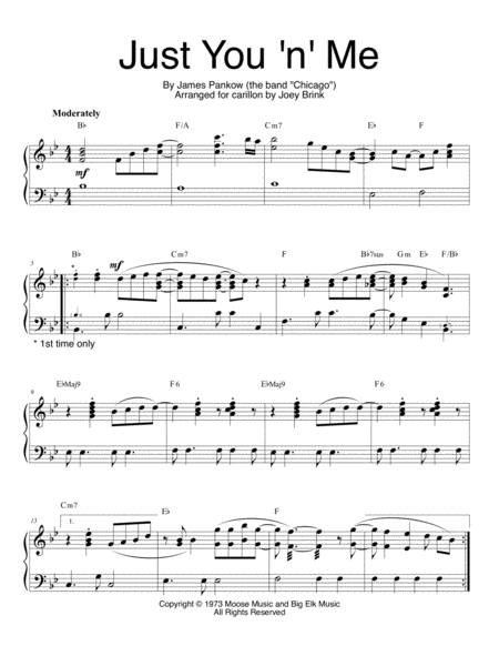 Free Sheet Music Just You N Me For Carillon