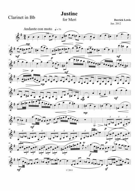 Free Sheet Music Justine Or The Misfortunes Of Virtue For Cl In A Vl Piano