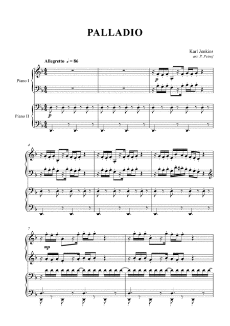 K Jenkins Allegretto From Palladio 1 Piano 4 Hands Sheet Music