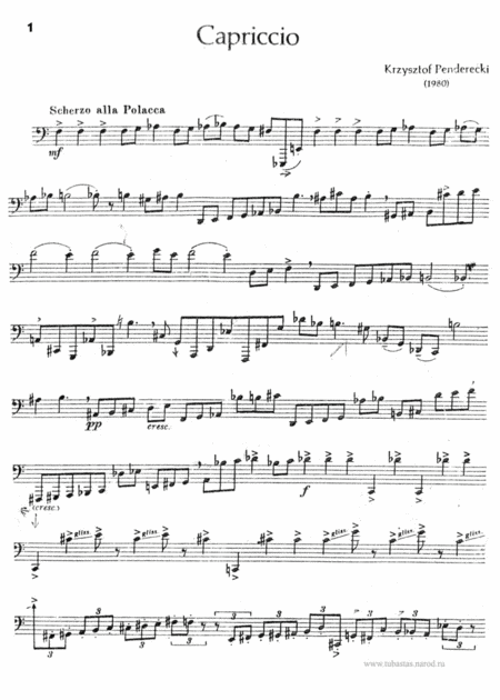 K Penderecki Capriccio For Tuba Solo Sheet Music