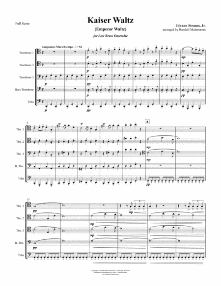 Free Sheet Music Kaiser Waltz Emperor Waltz For 5 Part Low Brass Ensemble