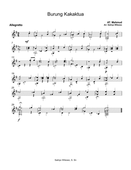 Kakak Tua Sheet Music