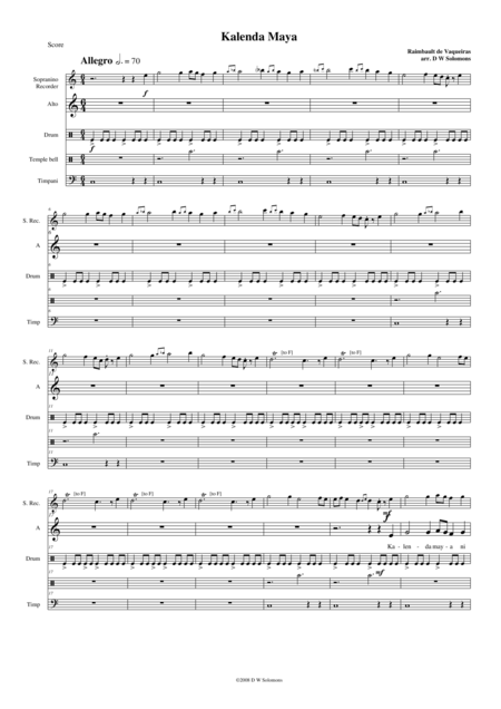 Kalenda Maya Sheet Music