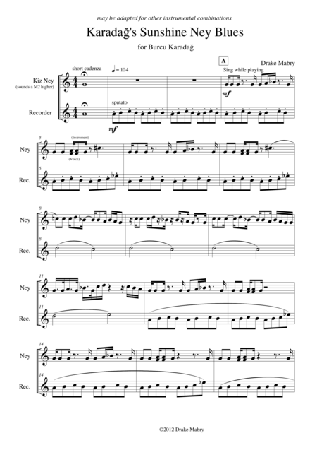 Karadags Sunshine Ney Blues Sheet Music