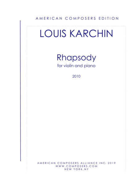 Karchin Rhapsody Sheet Music