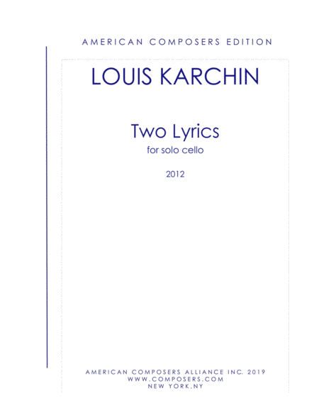 Free Sheet Music Karchin Two Lyrics For Solo Cello