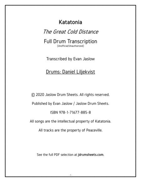 Katatonia The Great Cold Distance Full Drum Transcription Sheet Music