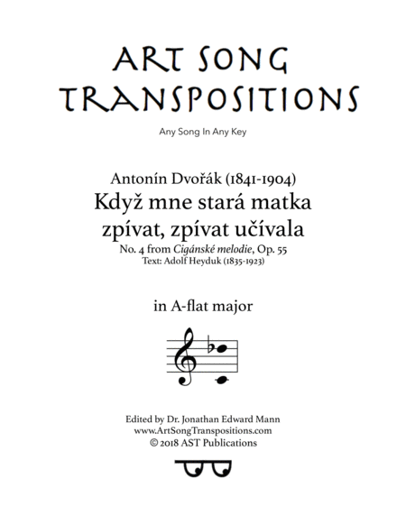 Kdy Mne Star Matka Zpvat Zpvat U Vala Op 55 No 4 A Flat Major Sheet Music