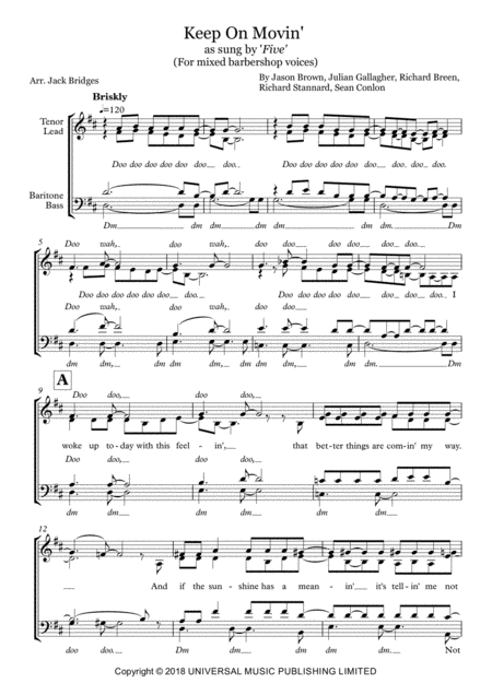 Free Sheet Music Keep On Movin