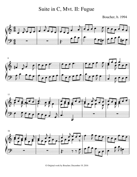 Keyboard Suite In C Ii Fugue Sheet Music