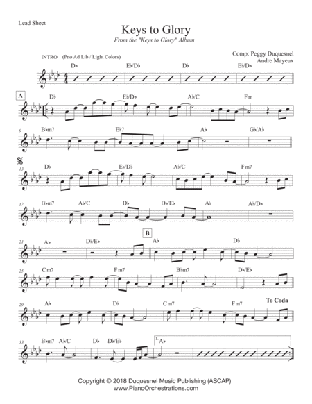 Keys To Glory Sheet Music