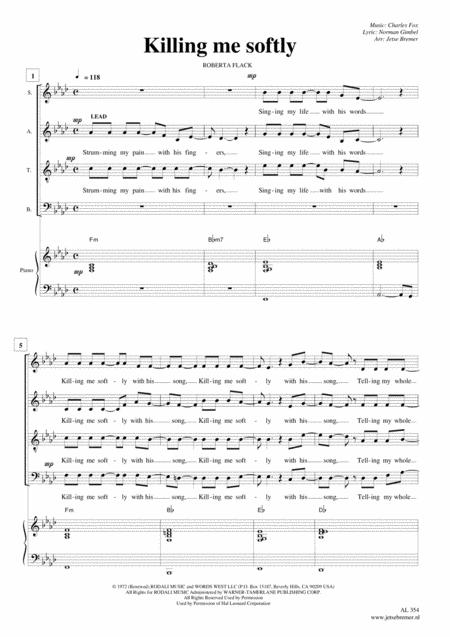 Killing Me Softly With His Song Satb Piano Sheet Music