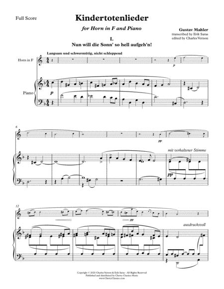Free Sheet Music Kindertotenlieder For Horn In F And Piano Accompaniment