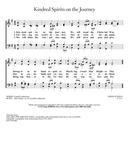 Kindred Spirits On The Journey Tune Cross Of Jesus Sheet Music