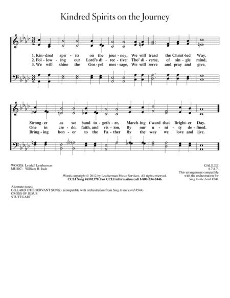 Kindred Spirits On The Journey Tune Galilee Sheet Music