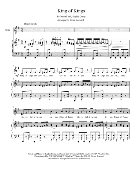 Free Sheet Music King Of Kings Voice And Piano