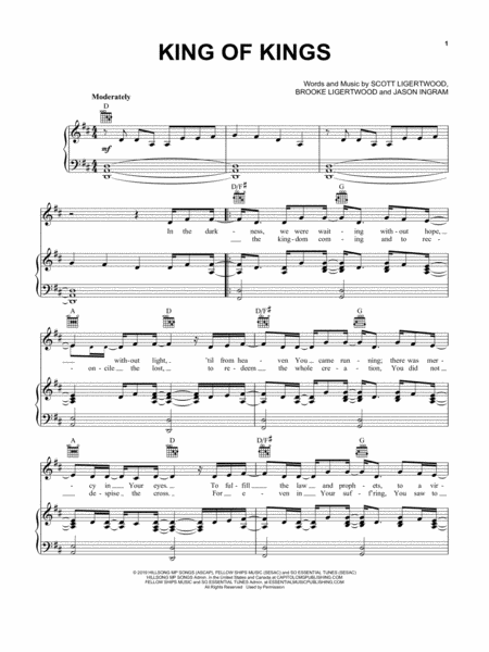 Free Sheet Music King Of Kings