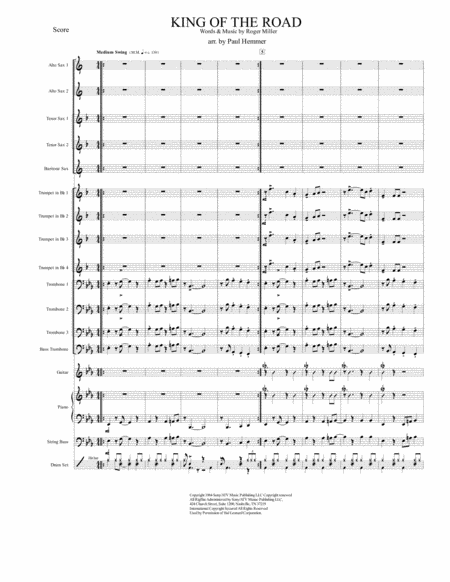 King Of The Road Arranged For Swing Stage Band Sheet Music