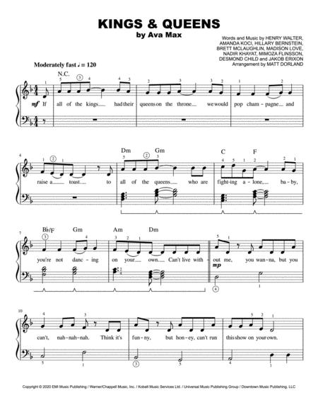 Kings Queens Easy Piano Sheet Music