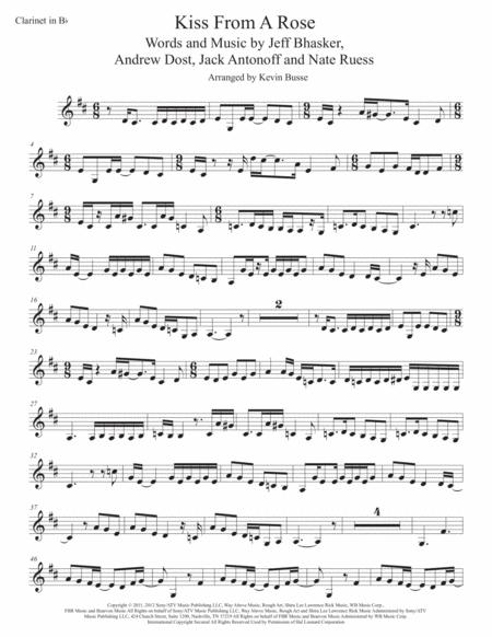 Free Sheet Music Kiss From A Rose Original Key Clarinet