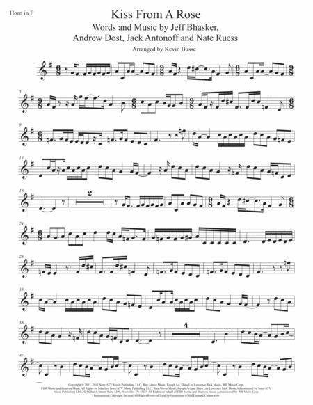 Free Sheet Music Kiss From A Rose Original Key Horn In F