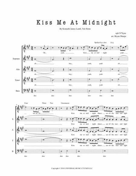 Free Sheet Music Kiss Me At Midnight