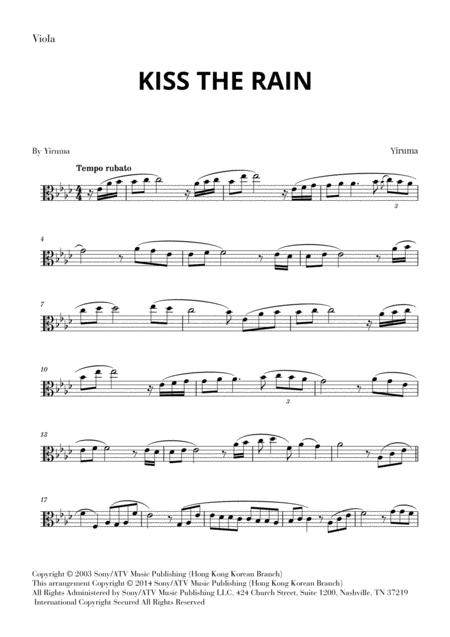 Kiss The Rain For Viola Sheet Music