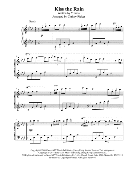 Free Sheet Music Kiss The Rain Intermediate Piano