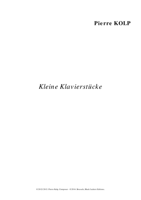Free Sheet Music Kleine Klavierstcke