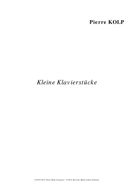 Kleine Klavierstcke Sheet Music