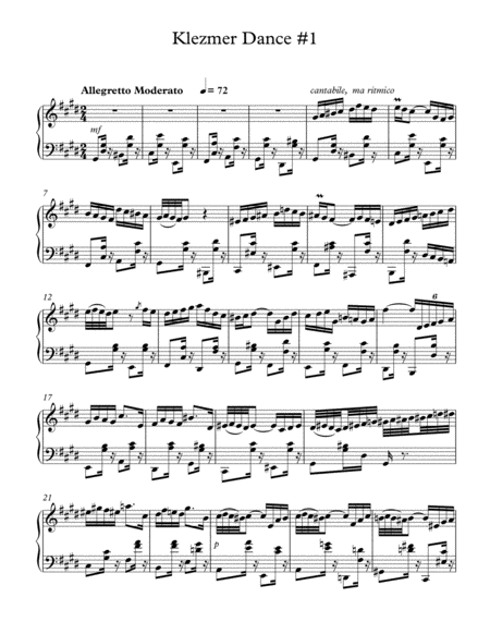 Klezmer Dance 1 For Piano Sheet Music