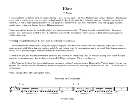 Klose C Major Sheet Music