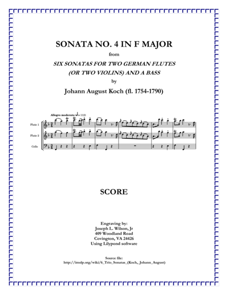 Koch Trio Sonata No 4 In F Major Sheet Music