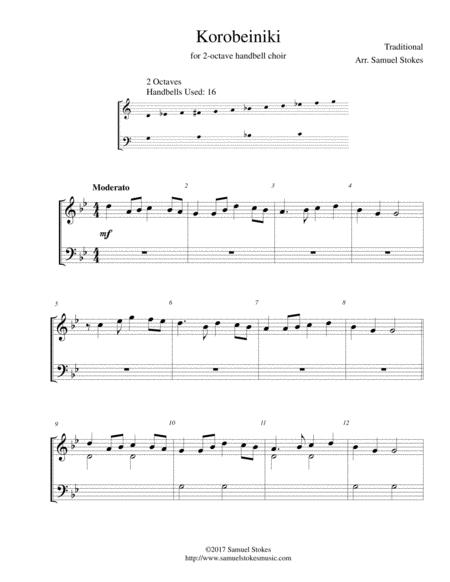 Free Sheet Music Korobeiniki Korobushka For 2 Octave Handbell Choir