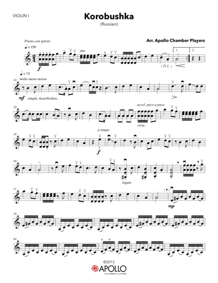 Korobushka Sheet Music