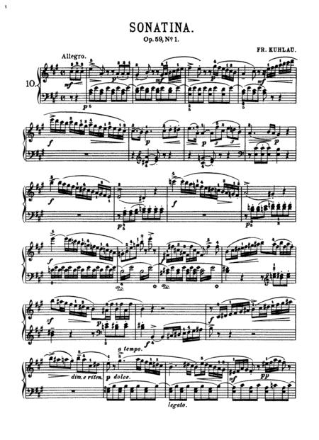 Kuhlau Sonata In A Major Op 59 No 1 Complete Version Sheet Music