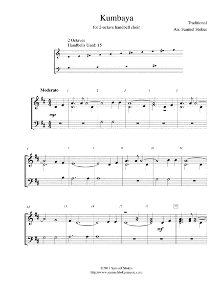 Kumbaya For 2 Octave Handbell Choir Sheet Music