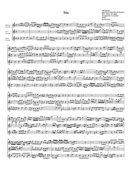 Kyrie 1 From Mass Bwv 232 Arrangement For 3 Recorders Sheet Music