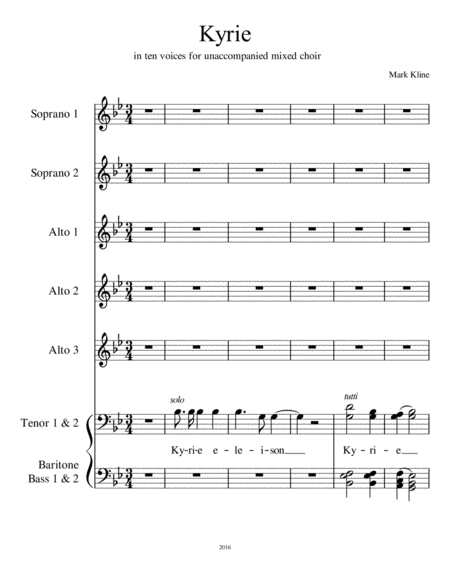 Kyrie For Ten Voices Sheet Music