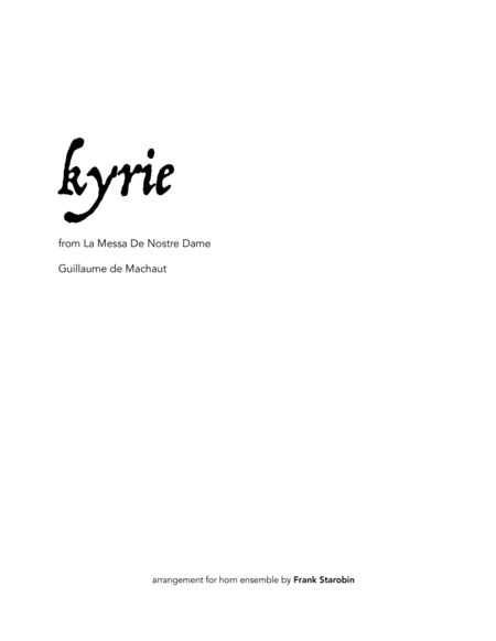 Kyrie From Messe De Nostre Dame For Horn Choir Sheet Music