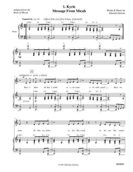 Free Sheet Music Kyrie Message From Micah