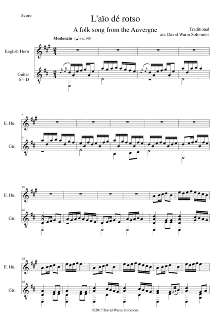 Free Sheet Music L Aio De Rotso Spring Water For Cor Anglais Guitar