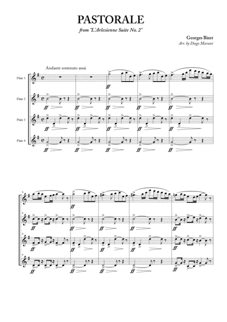 Free Sheet Music L Arlesienne Suite No 2 For Flute Quartet