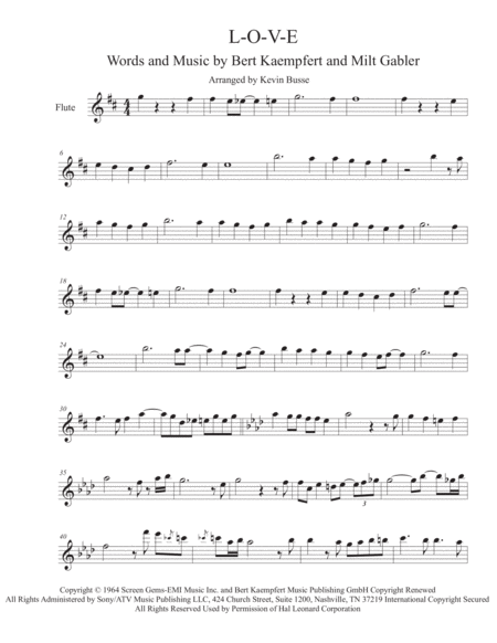 Free Sheet Music L O V E Flute Trumpet Solo Included