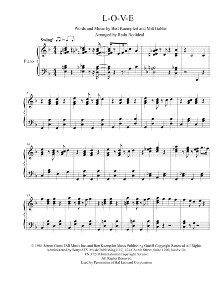 L O V E Piano Improvised Solo Sheet Music