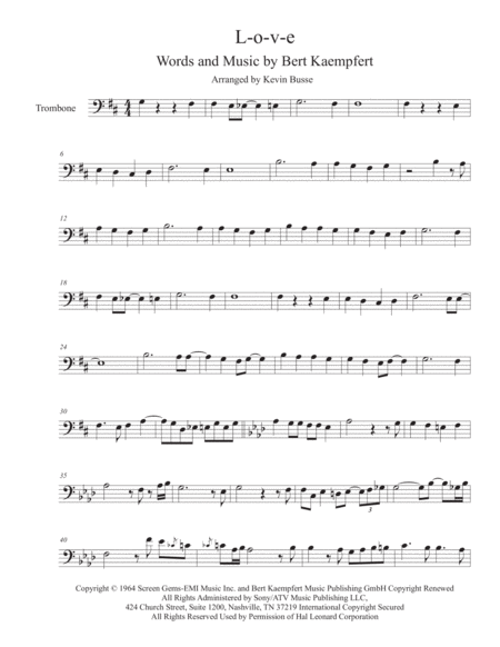 L O V E Trombone Includes Trumpet Solo Sheet Music