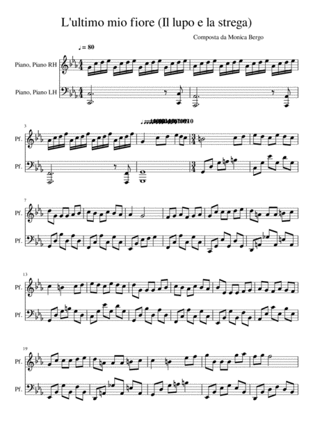 Free Sheet Music L Ultimo Mio Fiore Il Lupo E La Strega