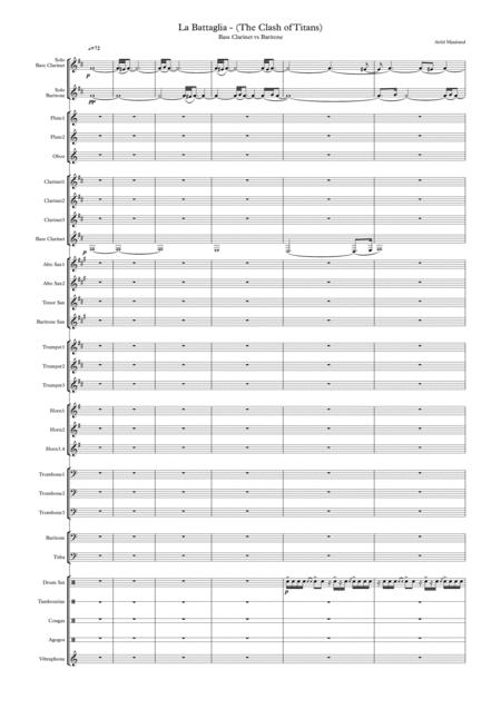 Free Sheet Music La Battaglia The Clash Of Titans For Bass Clarinet Vs Baritone