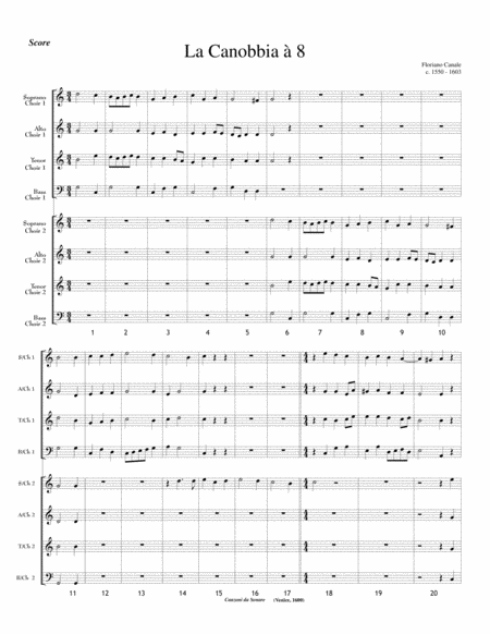 Free Sheet Music La Canobbia A 8 For 8 Recorders Antiphinal Ssaattbb