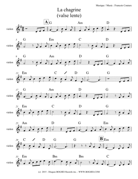 Free Sheet Music La Chagrine